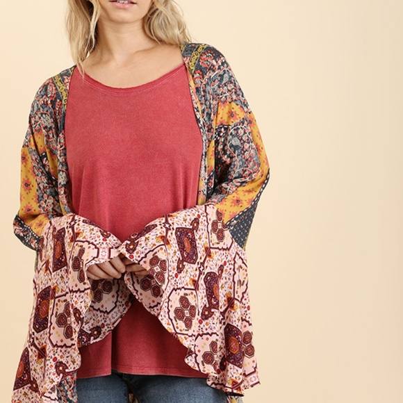Umgee Boho Ruffled Long Kimono - Picture 3 of 8